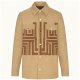 Men's Beige Long-Sleeve Shirt with Brown Maze Geometric Print