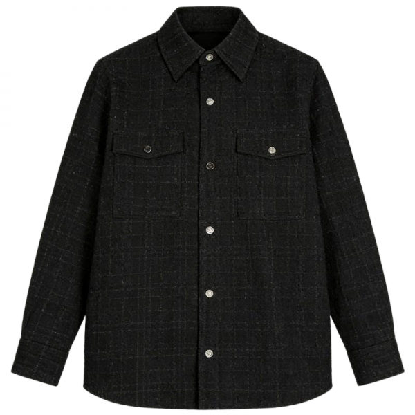 Black Tweed Plaid Shirt