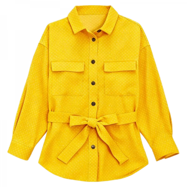 Yellow Polka Dot Belted Shirt