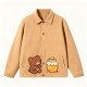 Women's Camel Jacket with Teddy Bear & Honey Jar Print