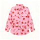 Women's Pink Belted Shirt with All-Over Strawberry Print