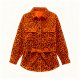 Women's Orange Belted Shirt with Leopard Print